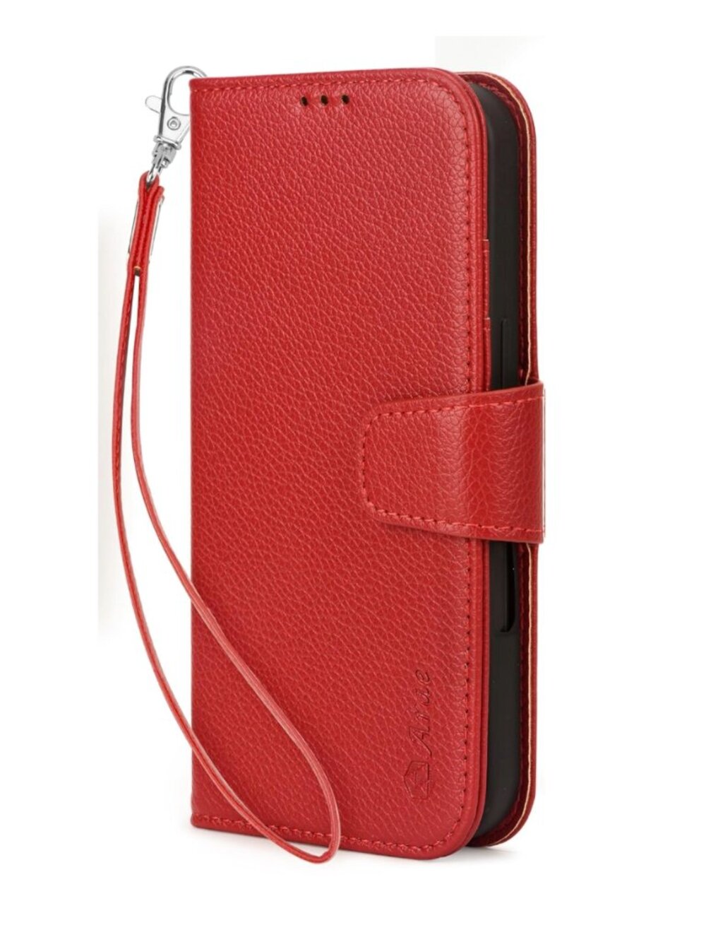 iPhone 16 Plus Case Wallet with Card Holder, Wristlet Strap, RFID Blocking, RED